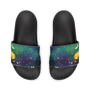 Youth Slide Sandals - Colorful Dandelions Fun Design - Dipaliz