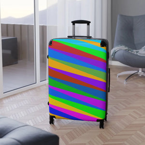 Colorful Diagonal Stripe Suitcase Bright Travel Luggage - Dipaliz - Suitcases