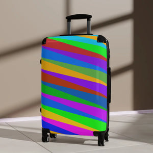 Colorful Diagonal Stripe Suitcase Bright Travel Luggage - Dipaliz - Suitcases