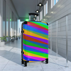 Colorful Diagonal Stripe Suitcase Bright Travel Luggage - Dipaliz - Suitcases