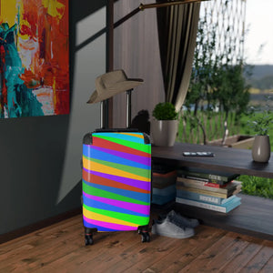Colorful Diagonal Stripe Suitcase Bright Travel Luggage - Dipaliz - Suitcases