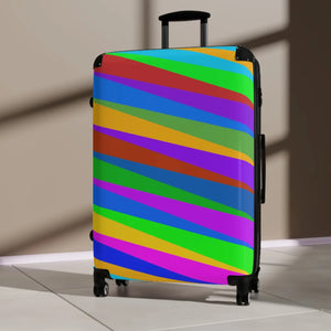 Colorful Diagonal Stripe Suitcase Bright Travel Luggage - Dipaliz - Suitcases
