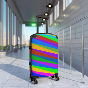 Colorful Diagonal Stripe Suitcase Bright Travel Luggage - Dipaliz - Small / Black - Bags