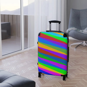 Colorful Diagonal Stripe Suitcase Bright Travel Luggage - Dipaliz - Suitcases