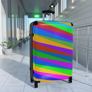 Colorful Diagonal Stripe Suitcase Bright Travel Luggage - Dipaliz - Suitcases