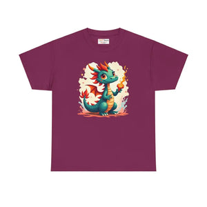 Colorful Dragon Unisex Heavy Cotton Tee - Mythical Style - Dipaliz - Berry / s - T-shirts