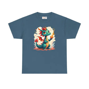 Colorful Dragon Unisex Heavy Cotton Tee - Mythical Style - Dipaliz - Indigo Blue / s - T-shirts