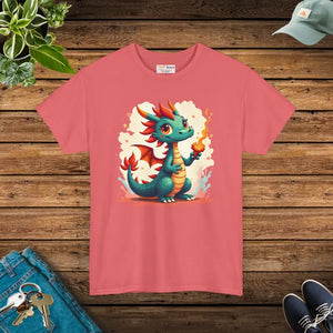 Colorful Dragon Unisex Heavy Cotton Tee - Mythical Style - Dipaliz - Coral Silk / s - T-shirts