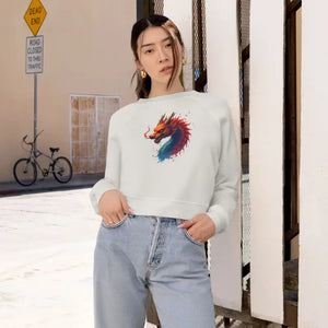 Colorful Dragona Cropped Fleece Pullover Magic - Dipaliz - Vintage White / s - Sweatshirts
