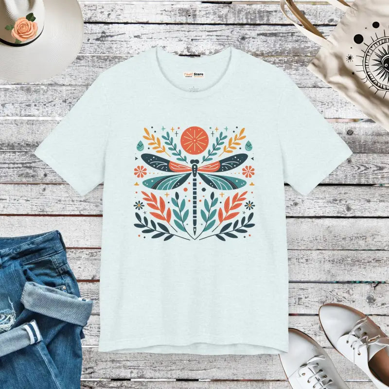 Vibrant Dragonfly Dreams Short Sleeve Tee - Heather Ice Blue / s T-shirt