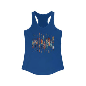 Vibrant Feathers Ethnic Racerback Tank - Women’s Activewear - Dipaliz - s / Solid Royal - Top