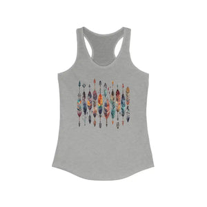 Vibrant Feathers Ethnic Racerback Tank - Women’s Activewear - Dipaliz - s / Heather Grey - Top