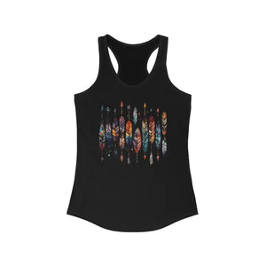 Vibrant Feathers Ethnic Racerback Tank - Women’s Activewear - Dipaliz - Xs / Solid Black - Top