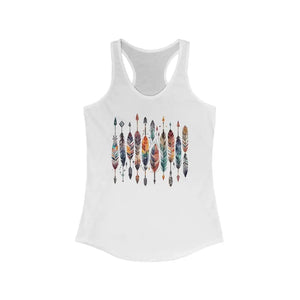 Vibrant Feathers Ethnic Racerback Tank - Women’s Activewear - Dipaliz - Xs / Solid White - Top