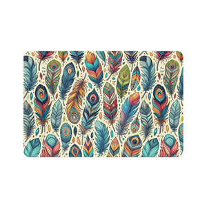 Colorful Feathers Pet Food Mat - Non-slip Rubber - Dipaliz - Bowl Mats