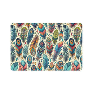 Pet Food Mat - Non-slip Rubber Colorful Feathers - Dipaliz - 12’’ × 18’’ / Rectangle - Bowl Mats