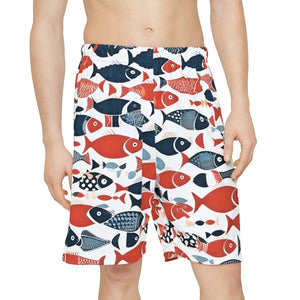 Colorful Fishes Mens Sports Shorts - Polyester - Dipaliz - Activewear