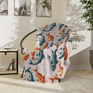Vibrant Fish Pattern – Soft Microfiber Throw - Dipaliz - Blankets