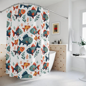 Underwater Oasis Colorful Fish Shower Curtain - Dipaliz - 71’’ × 74’’ - Curtains