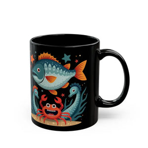 Vibrant Colorful Fishes Black Ceramic Mug - Dipaliz - Mugs