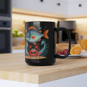 Vibrant Colorful Fishes Black Ceramic Mug - Dipaliz - Mugs