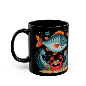 Vibrant Colorful Fishes Black Ceramic Mug - Dipaliz - Mugs