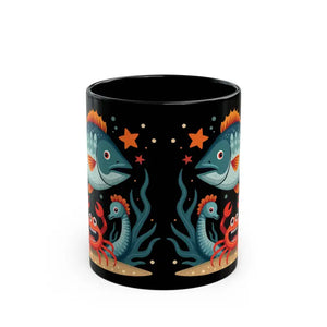 Vibrant Colorful Fishes Black Ceramic Mug - Dipaliz - Mugs