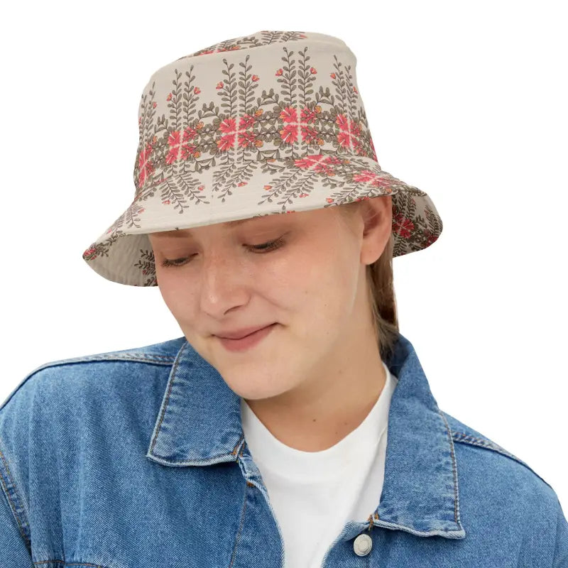 Orange Flowers Bucket Hat (aop) - Small / White Stitching Hats