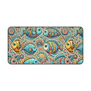 Elegant Colorful Fishes Desk Mat - Anti-slip Backing - Dipaliz - Workstation & Cubicle Accessories