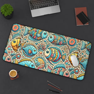 Elegant Colorful Fishes Desk Mat - Anti-slip Backing - Dipaliz - Workstation & Cubicle Accessories
