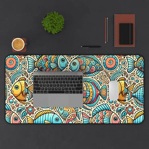 Elegant Colorful Fishes Desk Mat - Anti-slip Backing - Dipaliz - Workstation & Cubicle Accessories