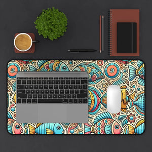 Elegant Colorful Fishes Desk Mat - Anti-slip Backing - Dipaliz - Workstation & Cubicle Accessories