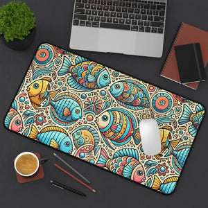 Elegant Colorful Fishes Desk Mat - Anti-slip Backing - Dipaliz - Workstation & Cubicle Accessories
