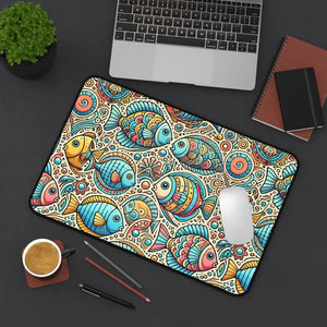 Colorful Fishes Desk Mat - Elegant Anti-slip Design - Dipaliz - 12’’ × 18’’ - Workstation & Cubicle Accessories