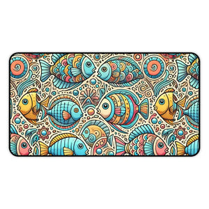Colorful Fishes Desk Mat - Elegant Anti-slip Design - Dipaliz - 12’’ × 22’’ - Workstation & Cubicle Accessories