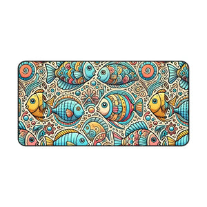 Colorful Fishes Desk Mat - Elegant Anti-slip Design - Dipaliz - 16’’ × 32’’ - Workstation & Cubicle Accessories