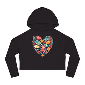 Vibrant Fishes Cropped Hoodie - Colorful Heart - Dipaliz - Sweatshirts