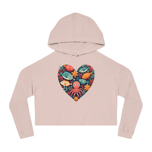 Vibrant Fishes Cropped Hoodie - Colorful Heart - Dipaliz - Sweatshirts