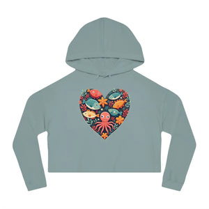 Vibrant Fishes Cropped Hoodie - Colorful Heart - Dipaliz - Sweatshirts