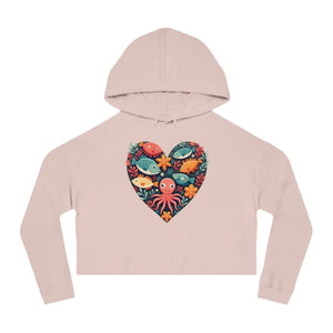 Colorful Heart Fishes Cropped Hoodie - Vibrant Print Design - Dipaliz - Sweatshirts
