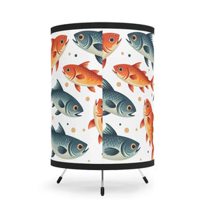 Fishes Swimming Tripod Lamp High-res Printed Shade - Dipaliz - one Size / Black - Floor Lamps