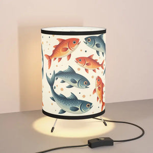 Fishes Swimming Tripod Lamp High-res Printed Shade - Dipaliz - one Size / Black - Floor Lamps