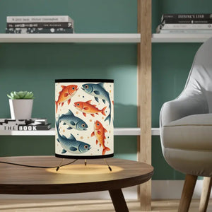Fishes Swimming Tripod Lamp High-res Printed Shade - Dipaliz - one Size / Black - Floor Lamps