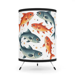 Fishes Swimming Tripod Lamp High-res Printed Shade - Dipaliz - one Size / Black - Floor Lamps