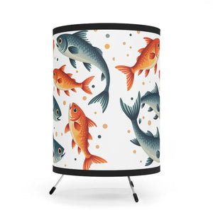 Fishes Swimming Tripod Lamp High-res Printed Shade - Dipaliz - one Size / Black - Floor Lamps