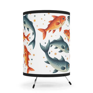 Fishes Swimming Tripod Lamp High-res Printed Shade - Dipaliz - one Size / Black - Floor Lamps