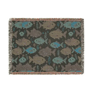 Vibrant Colorful Fishes Woven Blanket Wall Art Tapestry - Dipaliz - Blankets