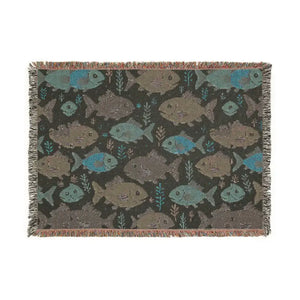 Vibrant Colorful Fishes Woven Blanket Wall Art Tapestry - Dipaliz - Blankets