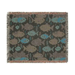 Vibrant Colorful Fishes Woven Blanket Wall Art Tapestry - Dipaliz - Blankets