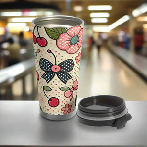 Floral Stainless Steel Travel Mug - Insulated Garden Design - Dipaliz - 15oz - Thermoses